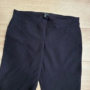 Eileen Fisher Washable Stretch Crepe Slim Pant Cropped Pull On Navy Size PM